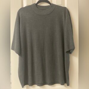 Sag Harbor Woman Charcoal Gray Mock Neck Short Sleeve Sweater Size 3X